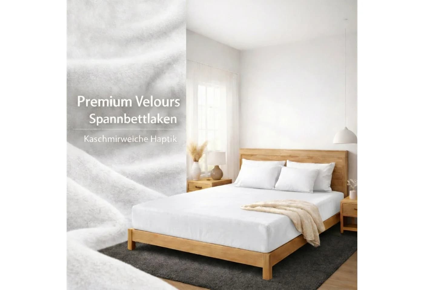 Buymax Spannbettlaken Premium Velours Weiß 80% Baumwolle - Bild 3