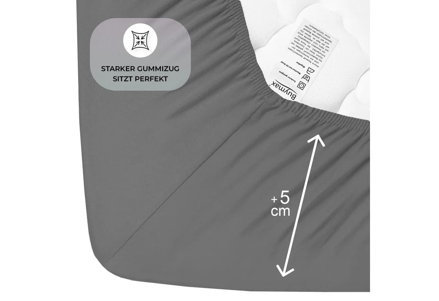 Buymax Spannbettlaken Jersey 95% Baumwolle 35 cm - Bild 4
