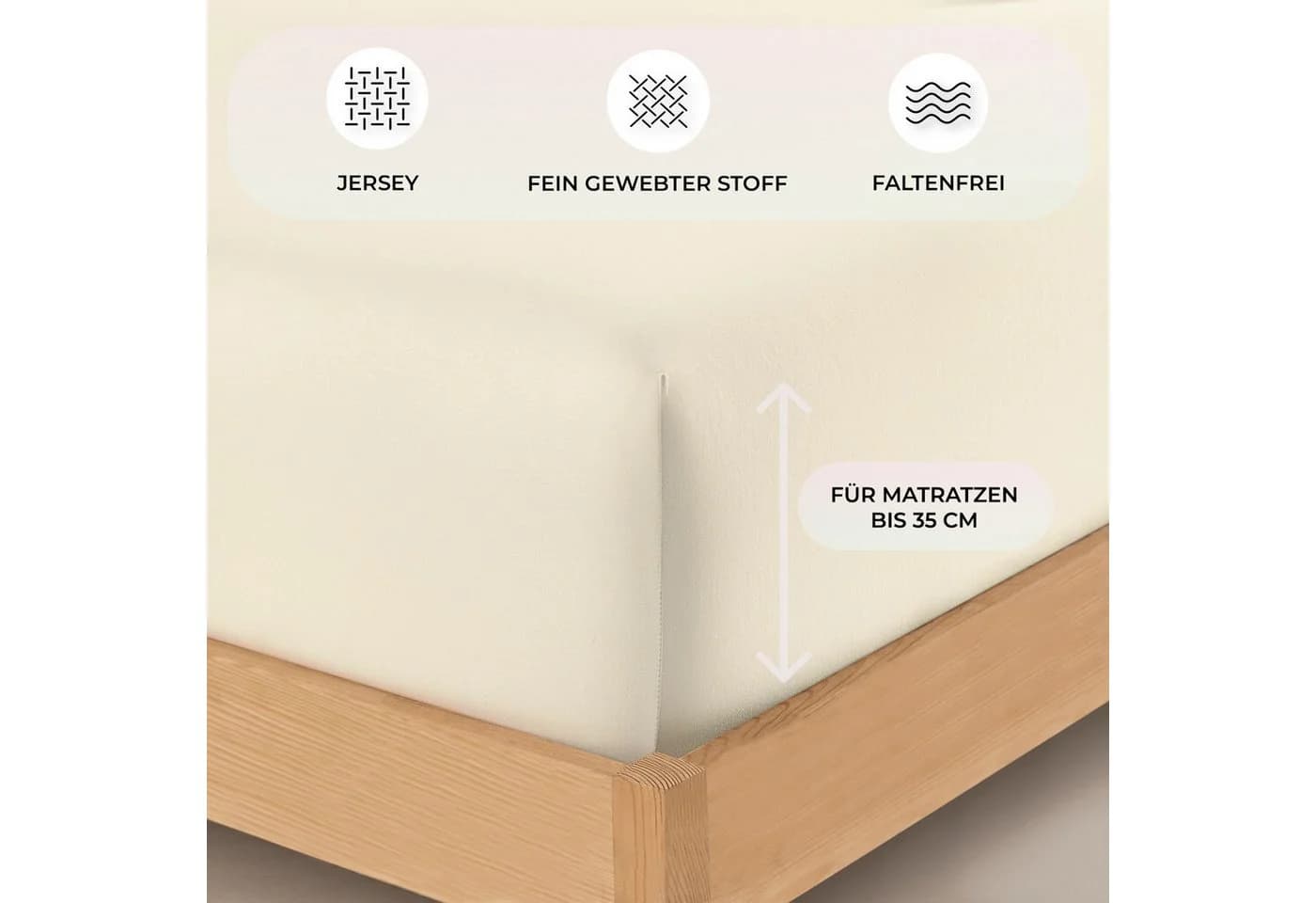 Buymax Spannbettlaken Premium Jersey für Boxspringbett, 95% Baumwolle, bis 35 cm, Jersey, Gummizug: Rundumgummi - Bild 3