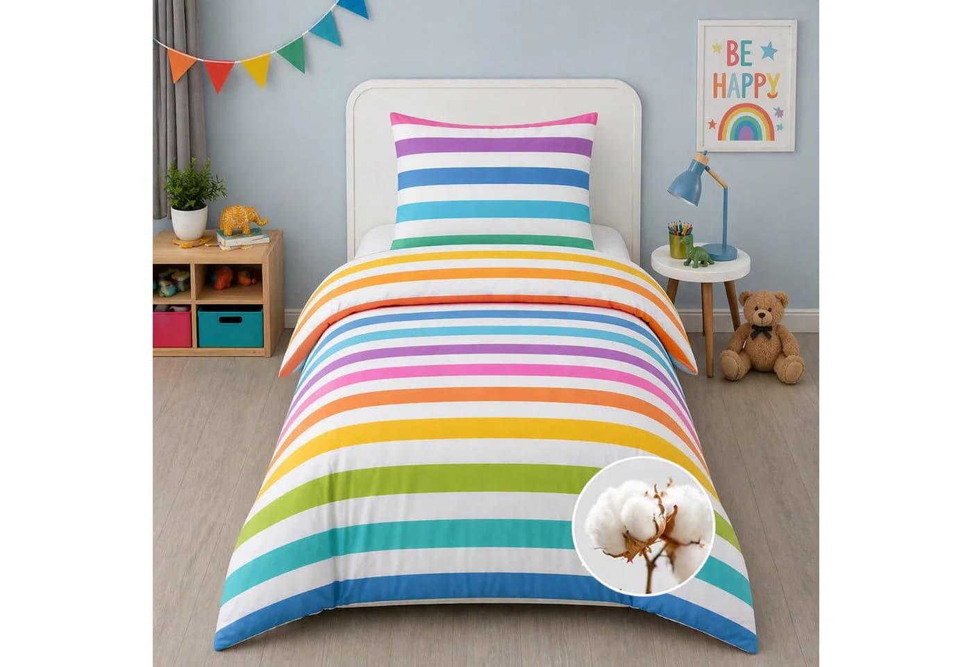 Buymax Kinderbettwäsche Rainbow Kids 2-teilig 100% Baumwolle Reißverschluss - Bild 2