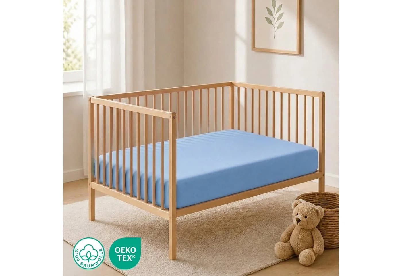 Buymax Spannbettlaken Babybett Kinderbett 100% Baumwolle Jersey Rundumgummi - Bild 1