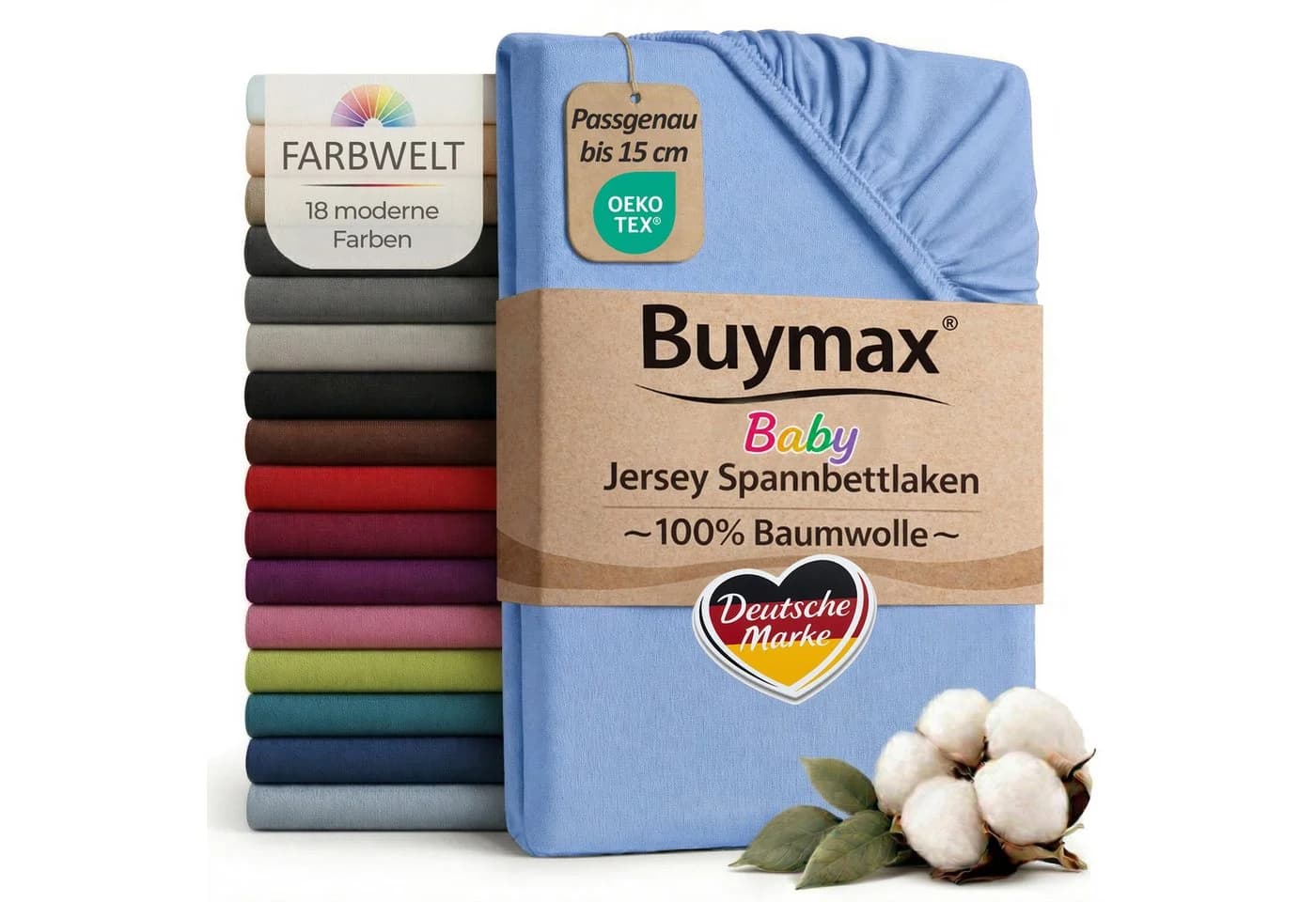 Buymax Spannbettlaken Babybett Kinderbett 100% Baumwolle Jersey Rundumgummi - Bild 2