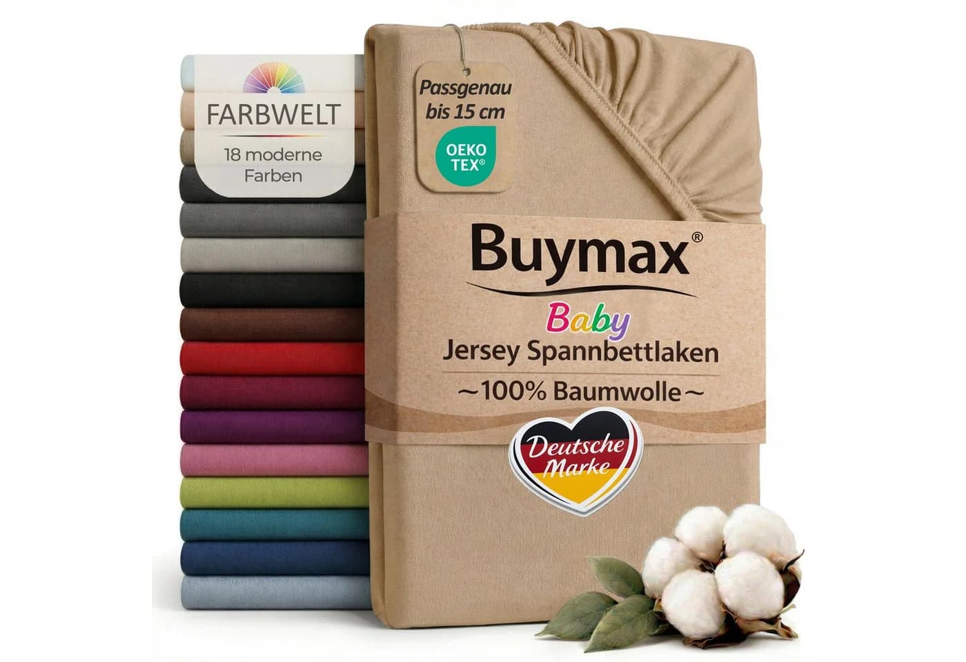 Buymax Spannbettlaken Baby Jersey Beige - Bild 2