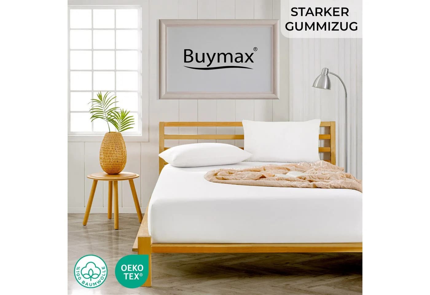 Buymax Spannbettlaken XL Jersey 100% Baumwolle Weiß