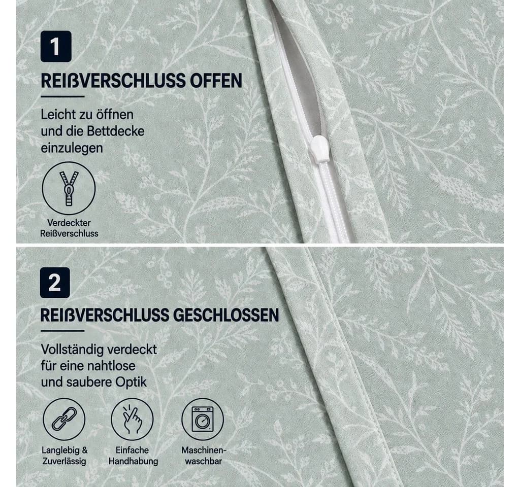 Buymax Wendebettwäsche Blossom Polycotton 3-teilig grün - Bild 4