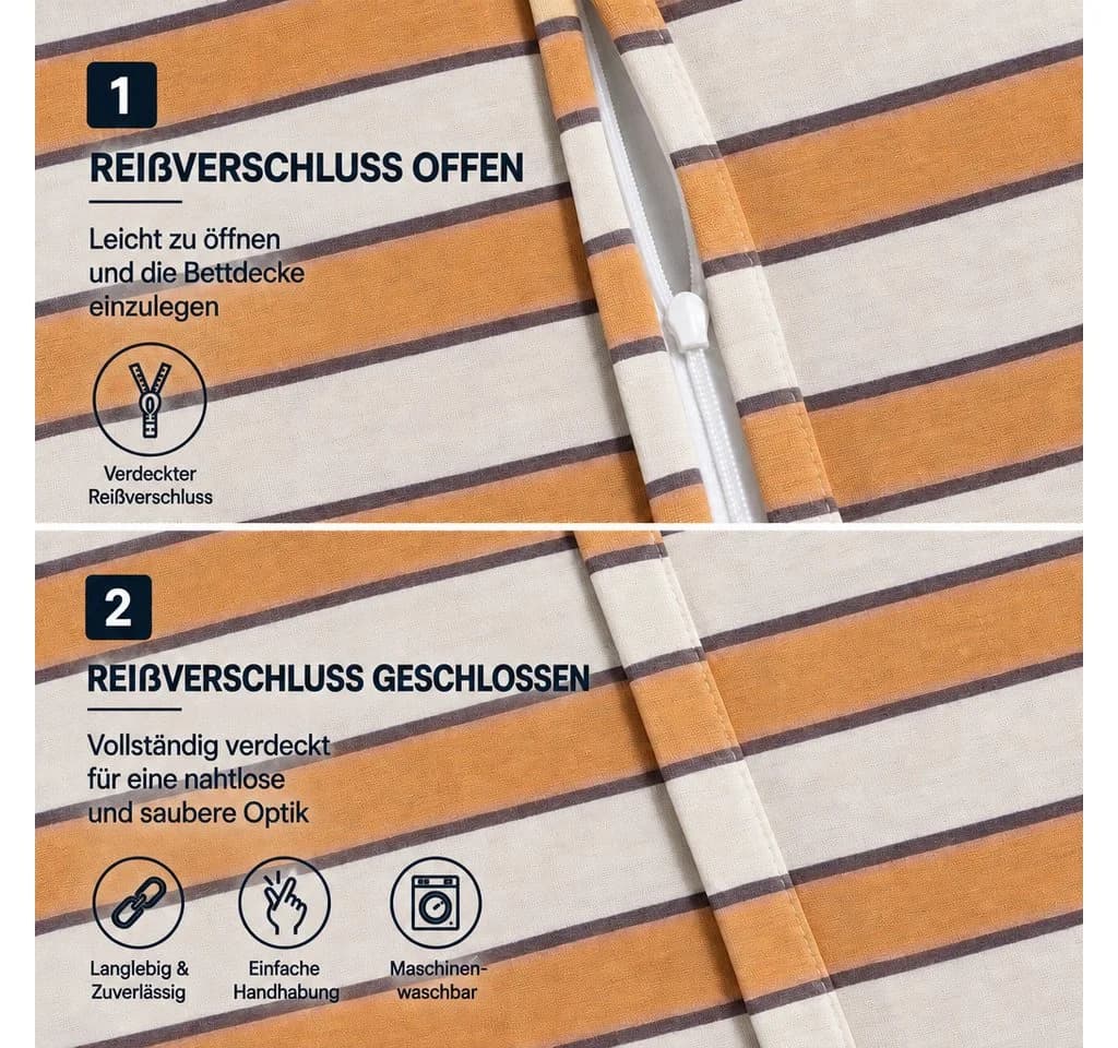Buymax Bettwäsche Piano Wendebettwäsche 3-teilig Orange Polycotton - Bild 4