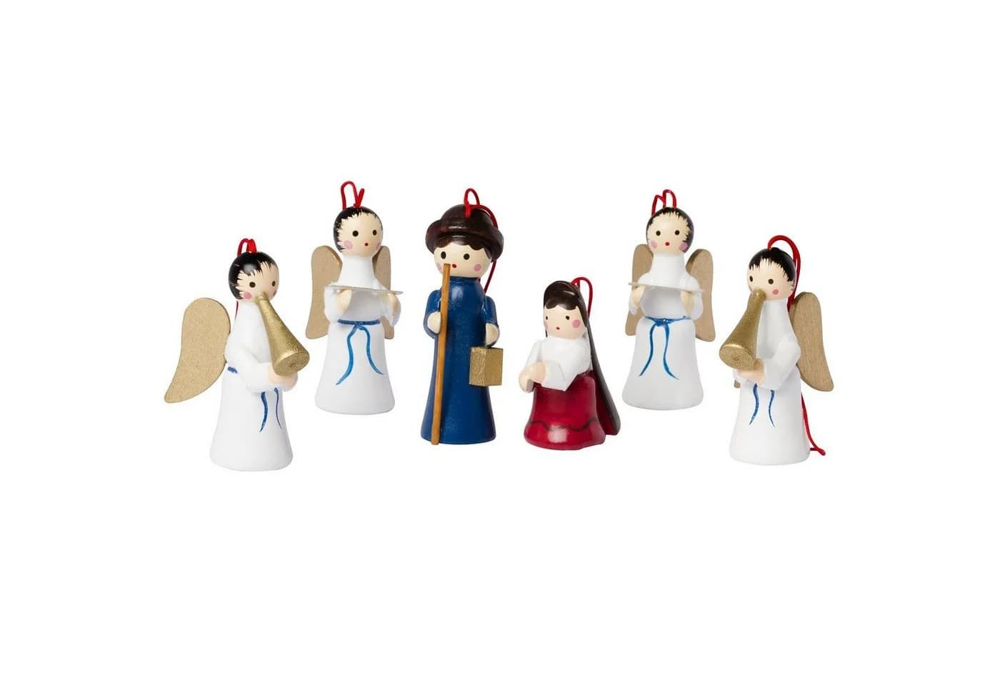 BRUBAKER Christbaumschmuck Weihnachtsanhänger Set Maria und Joseph 6-tlg. 6 cm Holz - Bild 2