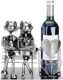 BRUBAKER Weinflaschenhalter Liebespaar auf Bank Metall Skulptur Silber Bild 1