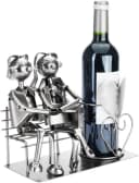 BRUBAKER Weinflaschenhalter Liebespaar auf Bank Metall Skulptur Silber Bild 3