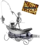 BRUBAKER Weinflaschenhalter Fischer Boot Metall Skulptur Bild 2
