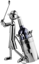 BRUBAKER Weinflaschenhalter Golfspieler Metall Skulptur Silber Bild 1