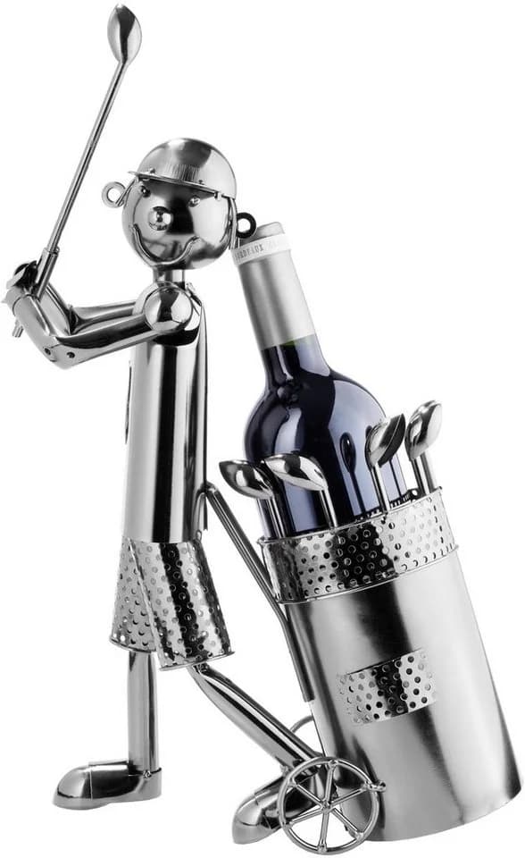 BRUBAKER Weinflaschenhalter Golfspieler Metall Skulptur Silber