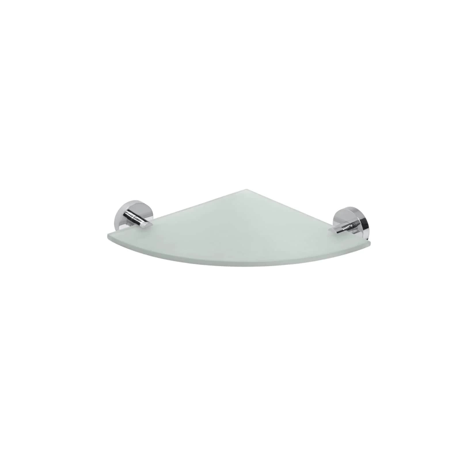 Brillantbad BOMEGA Glasablage Eckmodell Messing Chrom poliert Milchglas 255x55x255 mm für Bad & Küche
