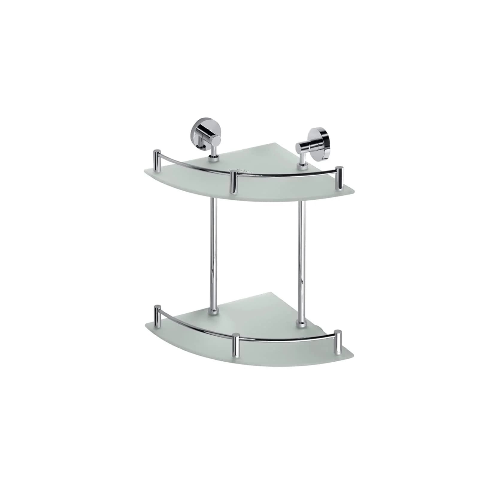 Brillantbad BOMEGA Glasablage Eckmodell Milchglas Chrom