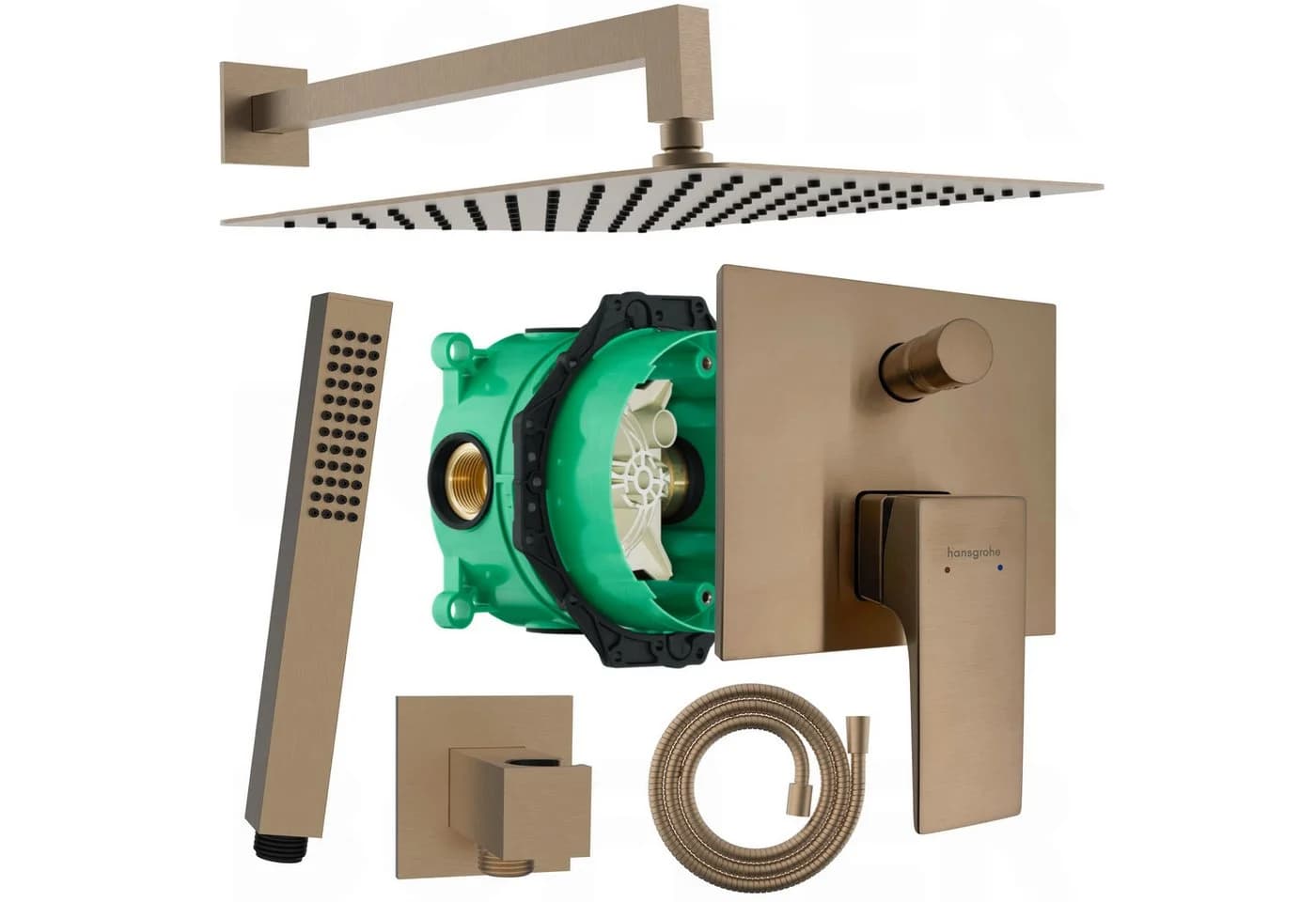 Hansgrohe & Bofler Duscharmatur Set PVD brushed Bronze Unterputz - Bild 2