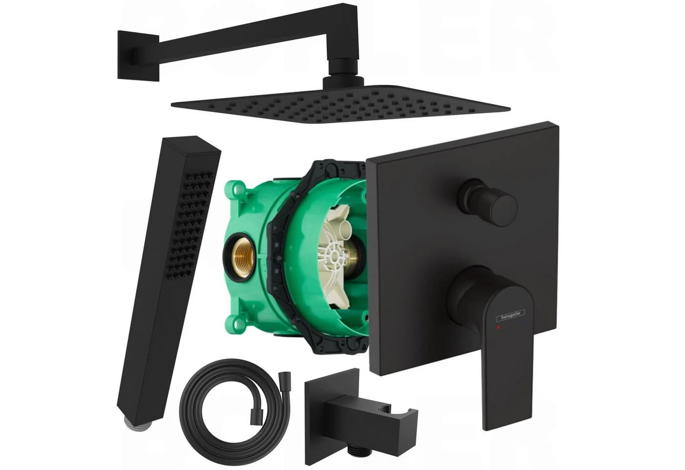 Hansgrohe Vernis Duscharmatur mit BOFLER Brauseset Matt Schwarz - Bild 2