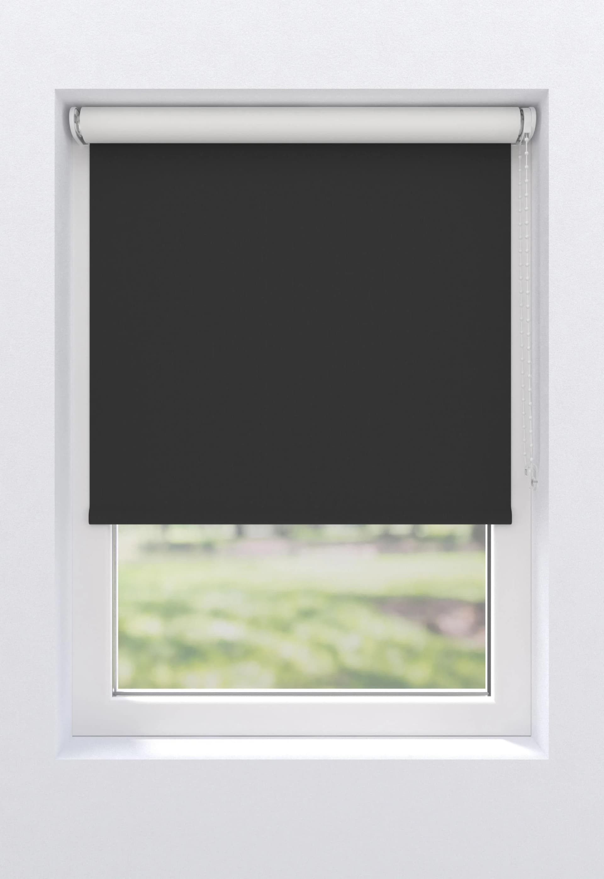 MY HOME Rollo Ina Schwarz Klemmfix Polyester Verdunkelnd