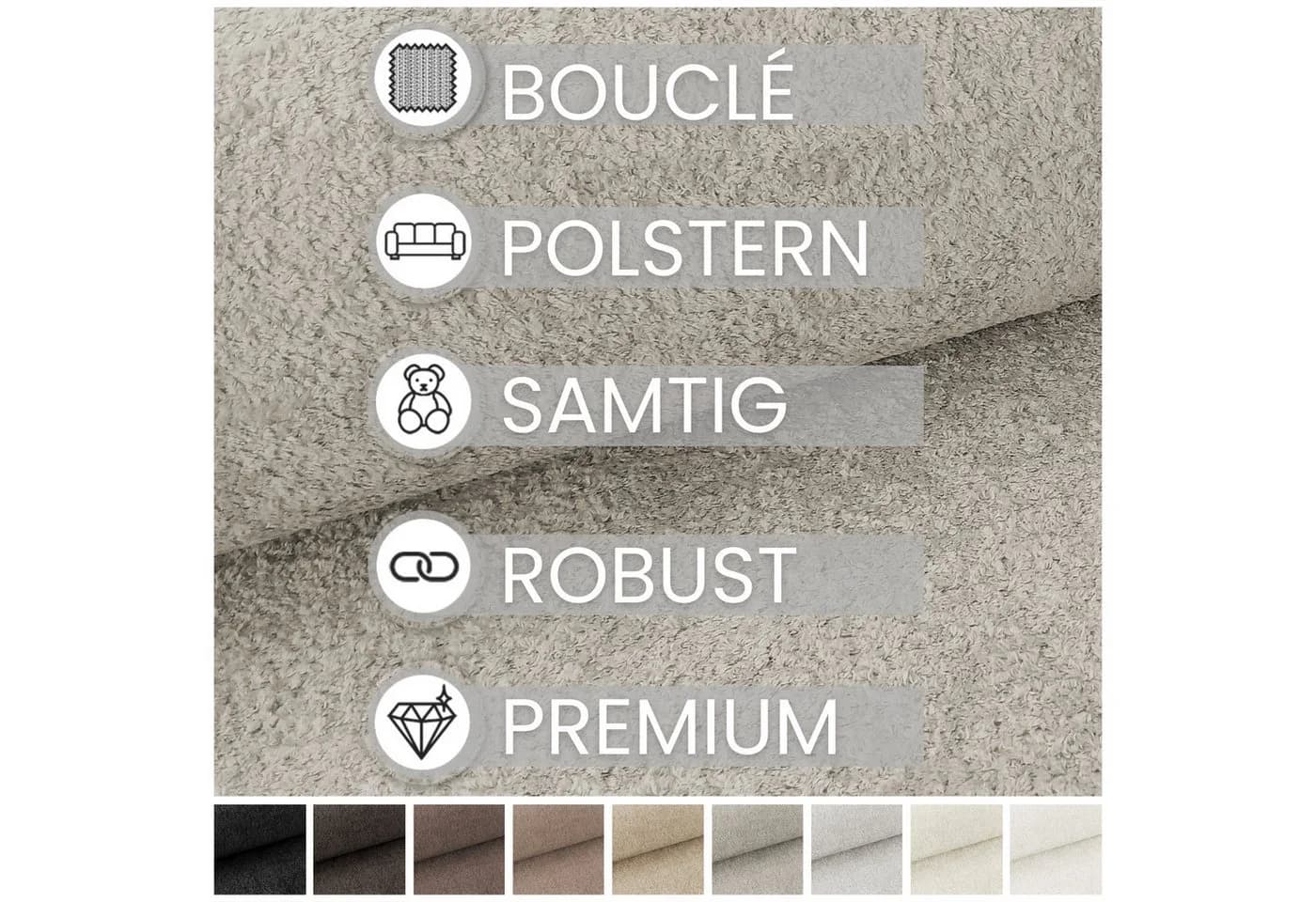 novely® Stoff MONIQUE Samtweicher Bouclé-Polsterstoff Beige