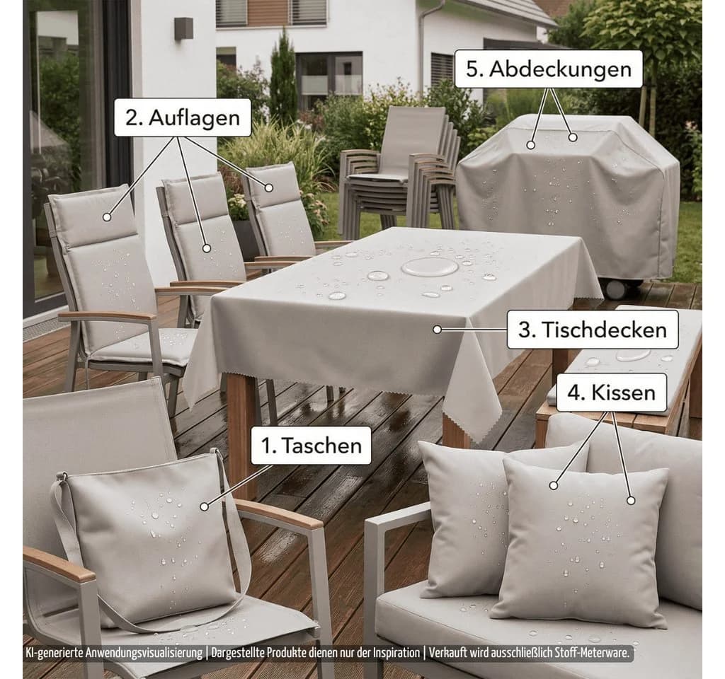 novely® Stoff SUNSET OXFORD 420D Wasserdicht Outdoor Polyester Grau Beige