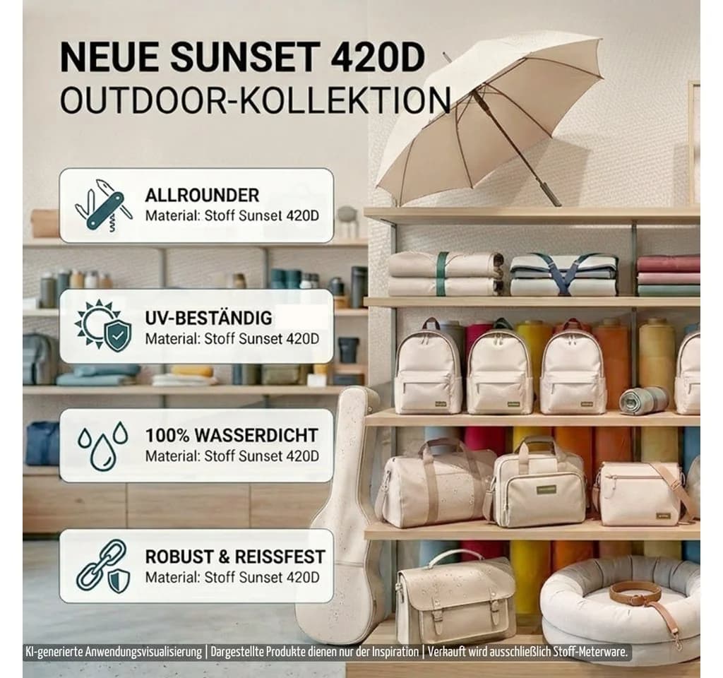novely® Stoff SUNSET OXFORD 420D Wasserdicht Outdoor Polyester Grau Beige - Bild 3