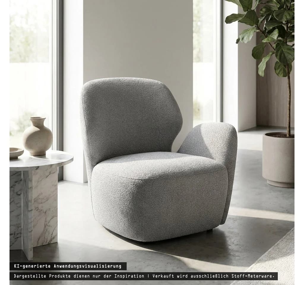 novely® MOERS Bouclé-Polsterstoff Grau 150cm Breite - Bild 5