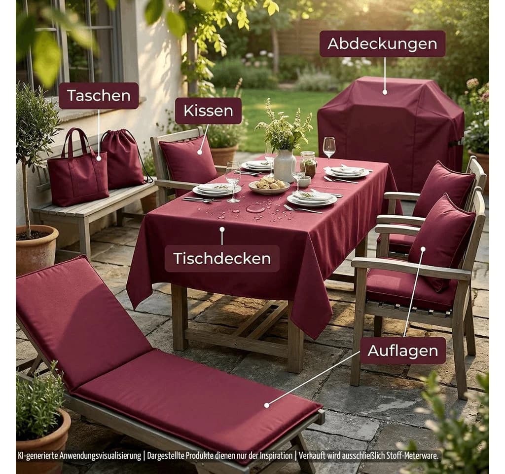 novely® Stoff SUNSET OXFORD 420D Bordeaux Wasserdicht Outdoor