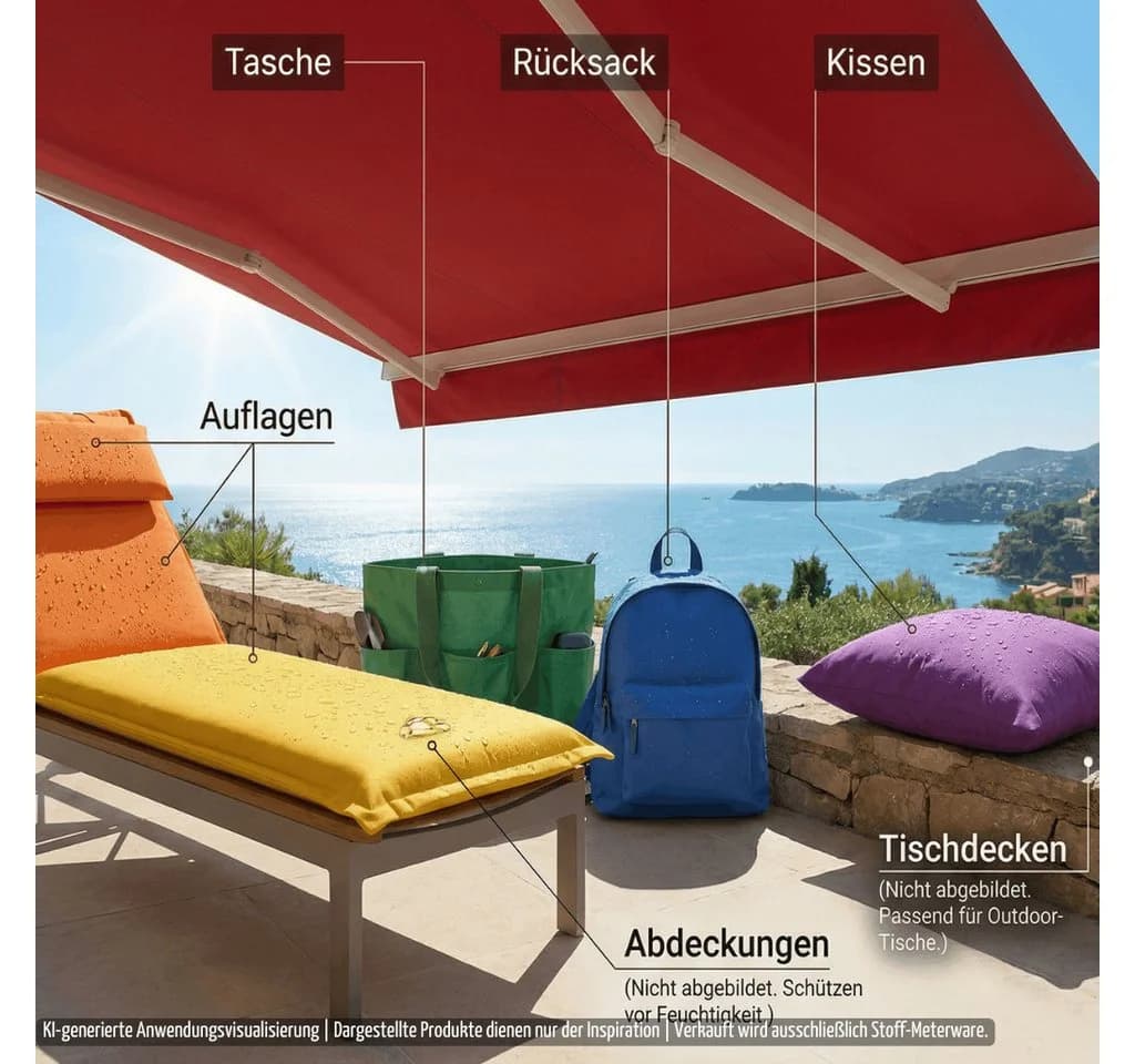 novely® Stoff SUNSET OXFORD 420D - Wasserdicht UV-Beständig Outdoor Stoff Dunkelgrün - Bild 3
