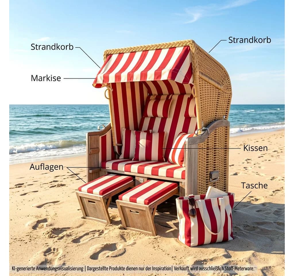 novely® Oxford SUNRISE 420D Stoff Weiß-Rot Wasserdicht UV-beständig - Bild 5