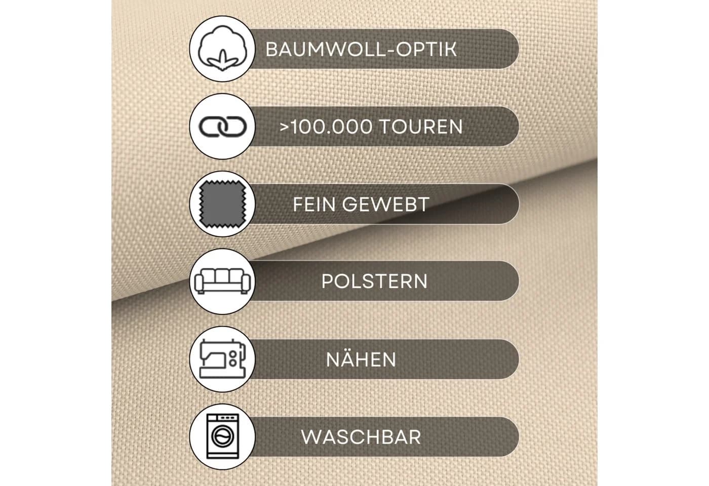 novely® Stoff HANAU UNI Polsterstoff Baumwoll-Optik Meterware - Bild 4
