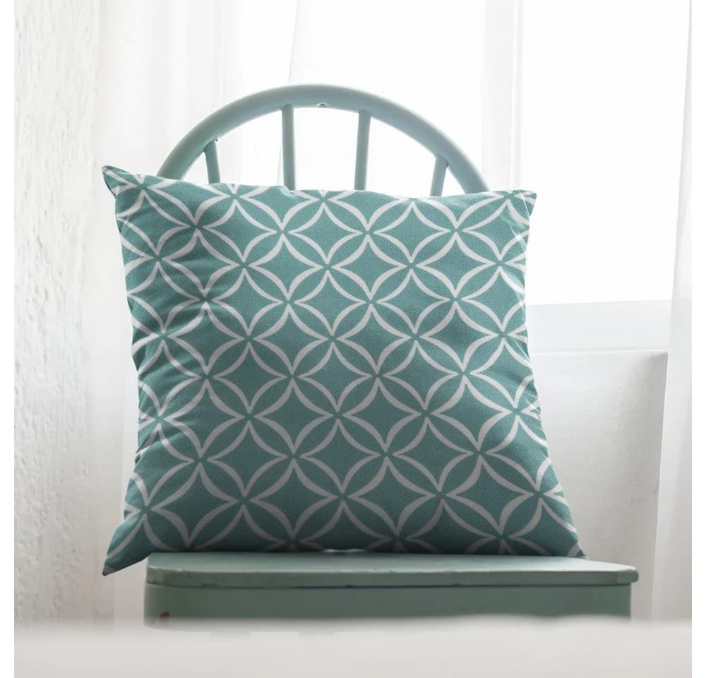 novely® Möbelstoff HANAU EVITA Polyester Petrol Kreise-Rauten-Print - Bild 5