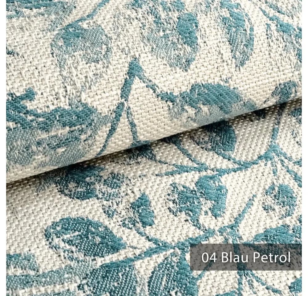 novely® Polsterstoff FLORENZ Leinen-Look Blumenmuster Blau