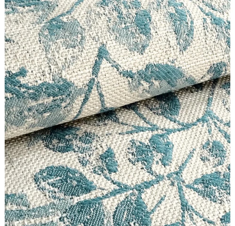 novely® Polsterstoff FLORENZ Leinen-Look Blumenmuster Blau - Bild 4