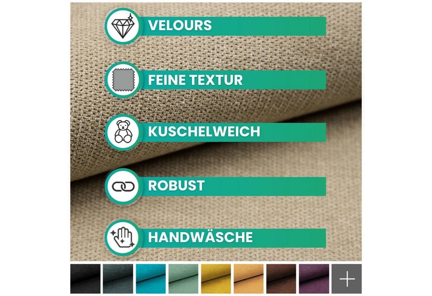 novely® Stoff RICKERT Beige Robuster Velours Polsterstoff