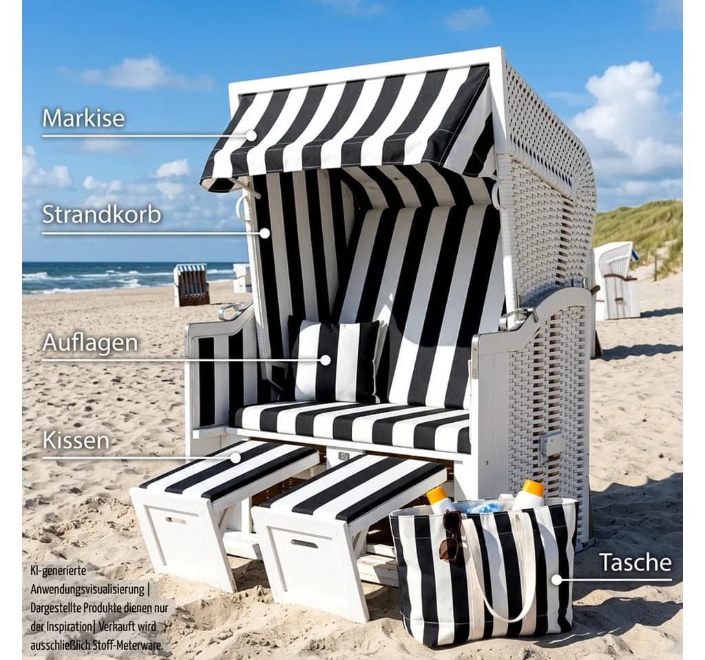novely® LLORET UV ACRYL Markisenstoff Schwarz wasserabweisend