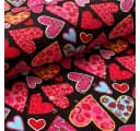 novely® Stoff OXFORD 210D D150 Herzen Rot Pink Printstoff Outdoor Bild 1