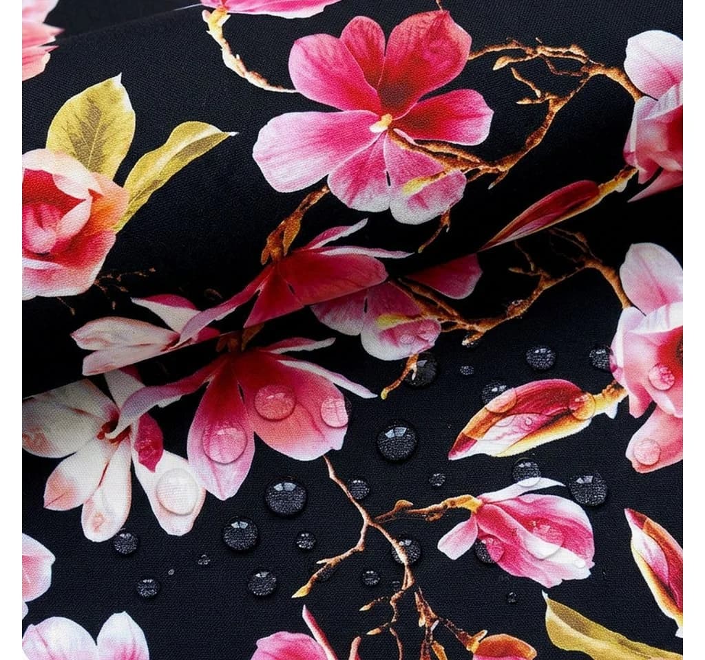novely® Stoff OXFORD 210D Rosa Magnolien Printstoff Outdoor