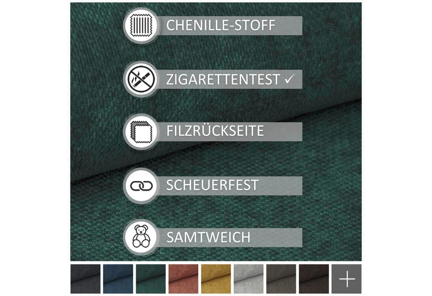 novely® Stoff RINGO Chenille Polsterstoff Grün 142cm Breite