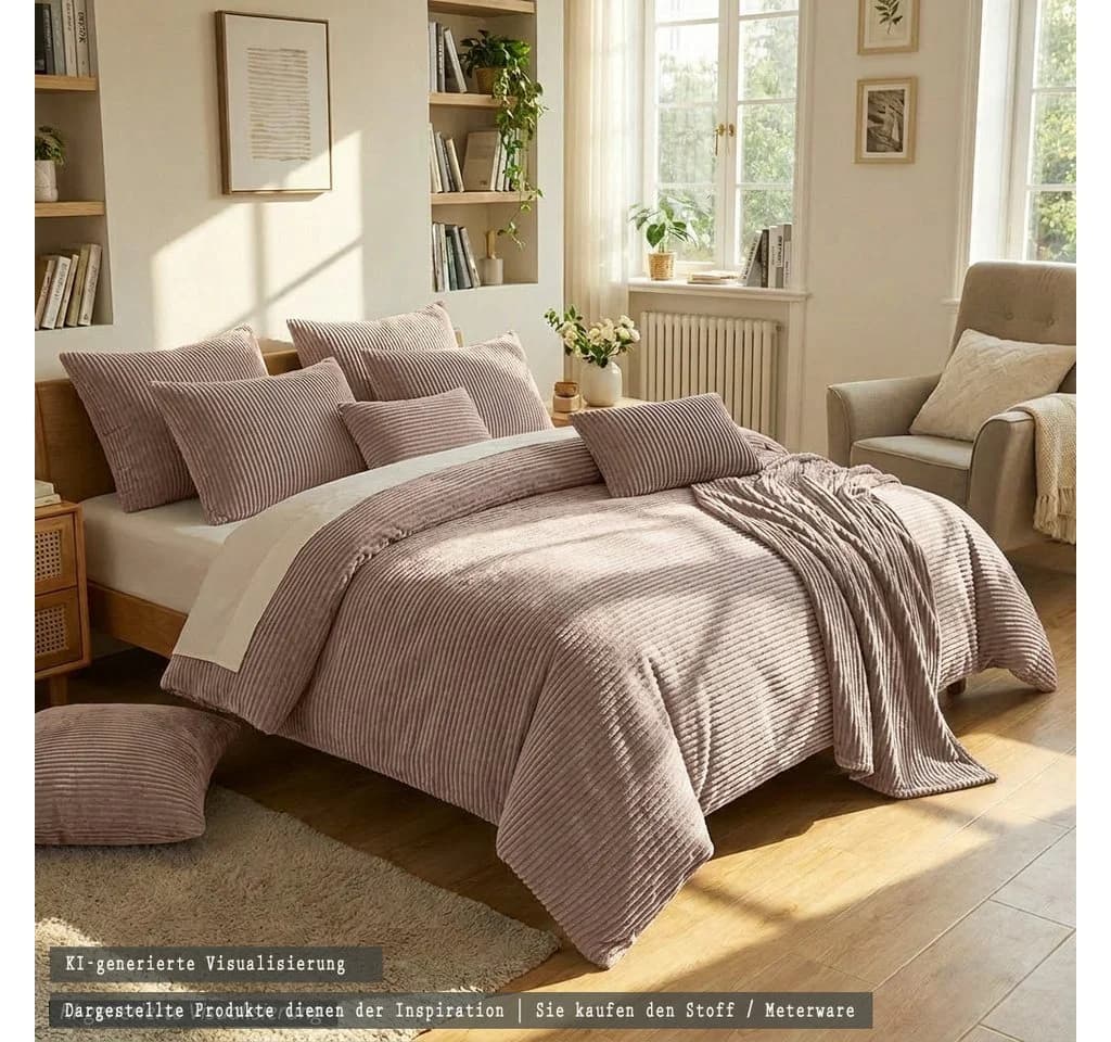 novely® Stoff PORTO Polsterstoff Breitcord-Optik Rosa - Bild 3