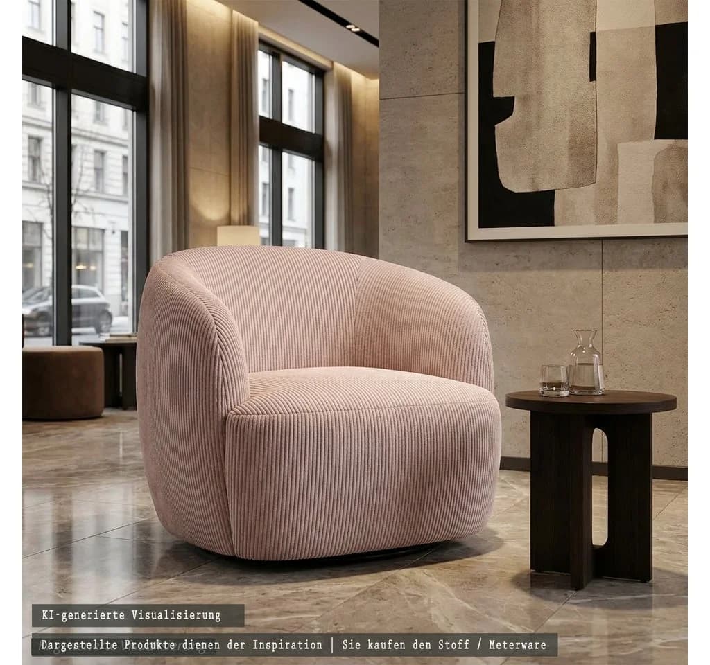 novely® Stoff PORTO Polsterstoff Breitcord-Optik Rosa - Bild 5
