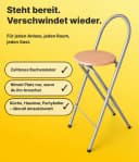 KMH Barhocker Bill Klappbar Silberfarben Buchendekor Bild 3