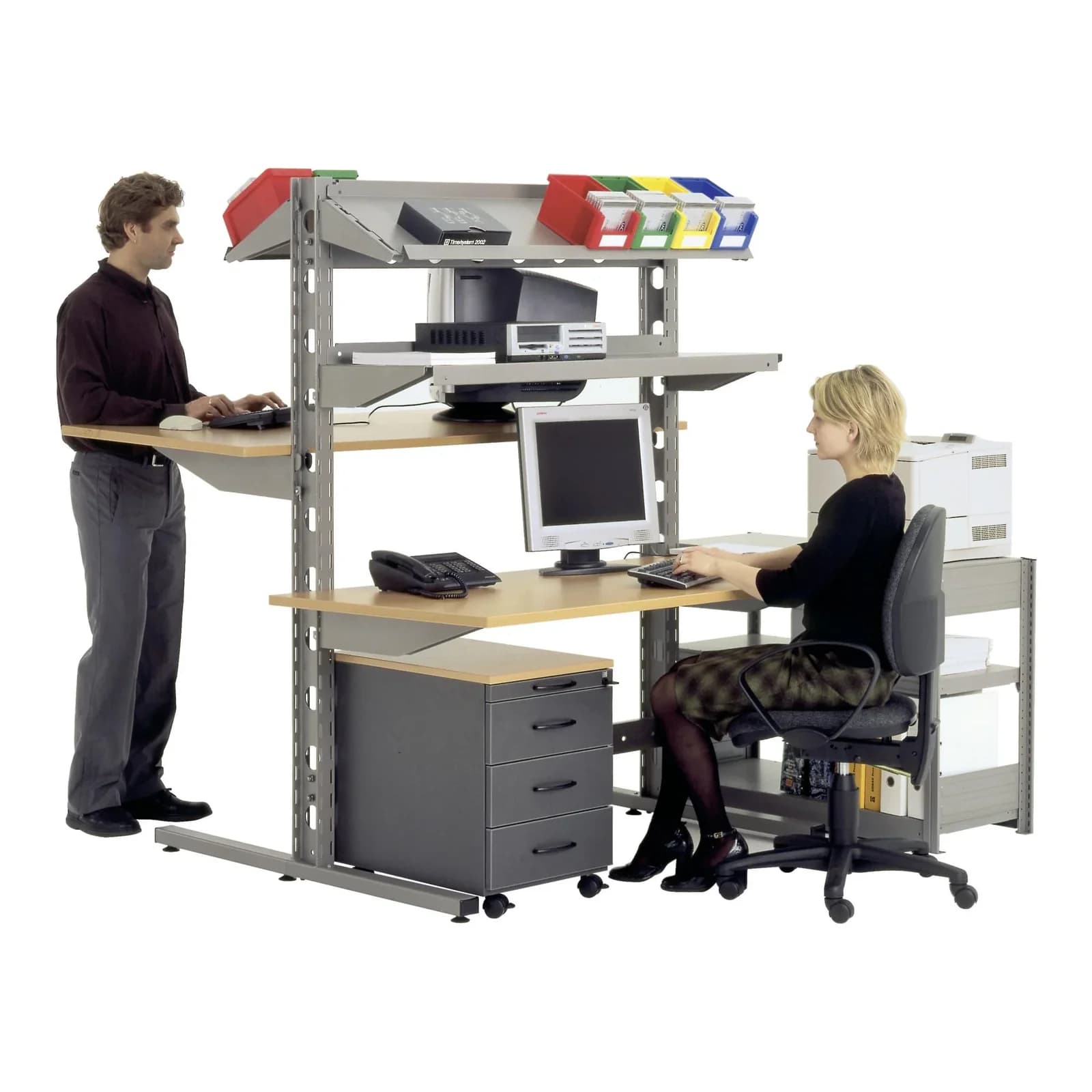 Bito PC-Stationen und Steh-Arbeitsplätze B 1306 mm x H 1785 mm x T 1700 mm, Grau