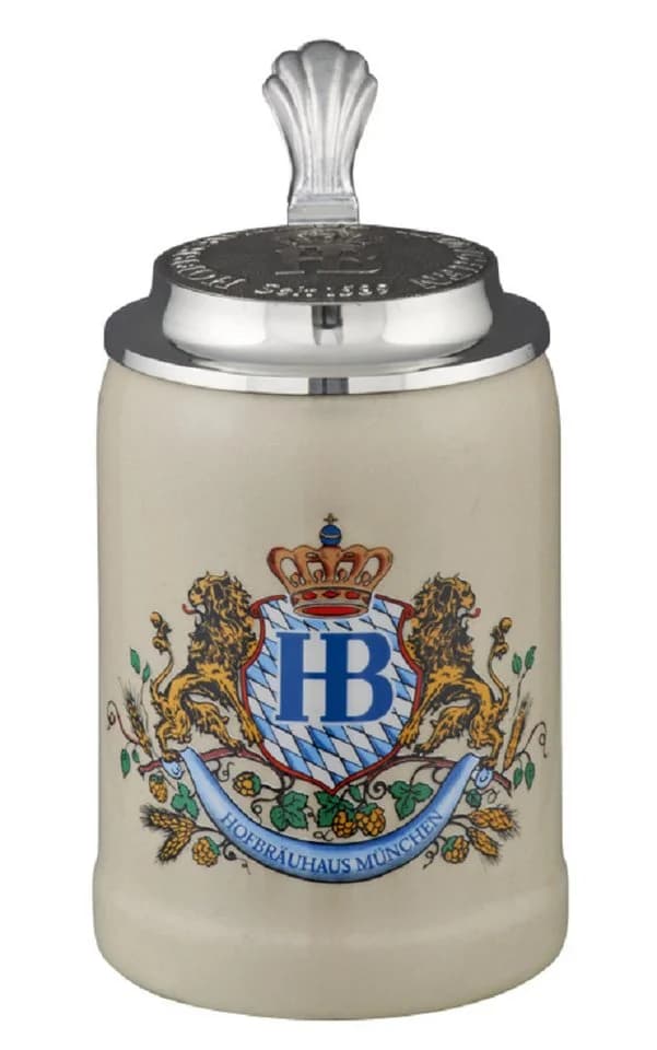 Hofbräuhaus München Bierkrug Steinkrug Löwendekor Grau - Bild 2