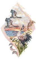Fensterbild "Kraniche" farbig W. Reuter & Sohn - Plauener Spitze® Bild 2