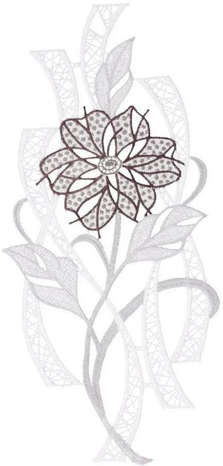 W. Reuter & Sohn - Plauener Spitze® Fensterbild "Moderne Blüte" farbig - Bild 2