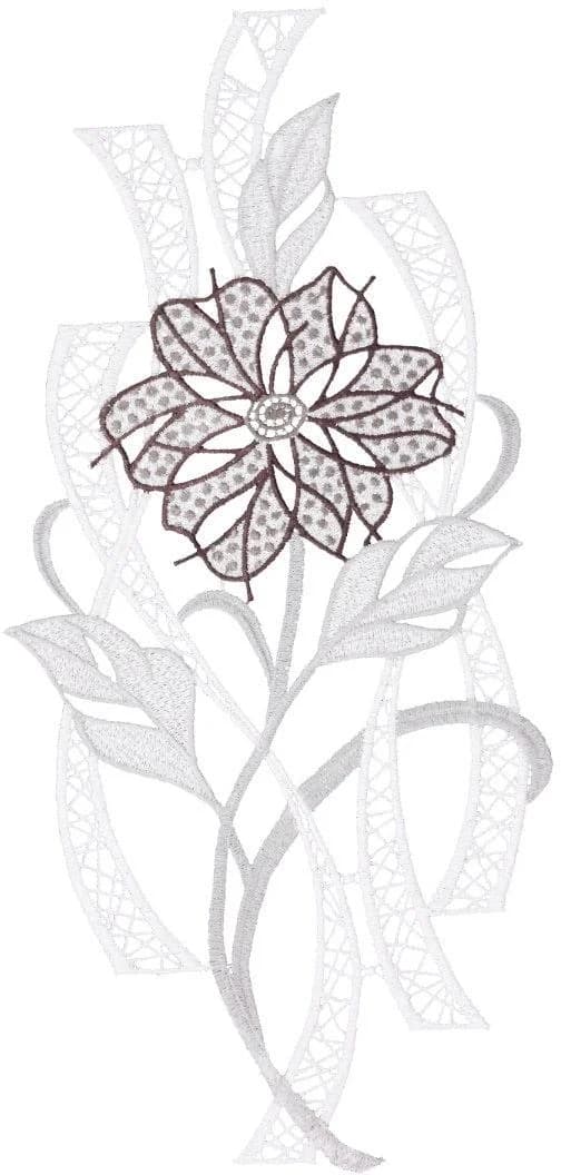 W. Reuter & Sohn - Plauener Spitze® Fensterbild "Moderne Blüte" farbig - Bild 3