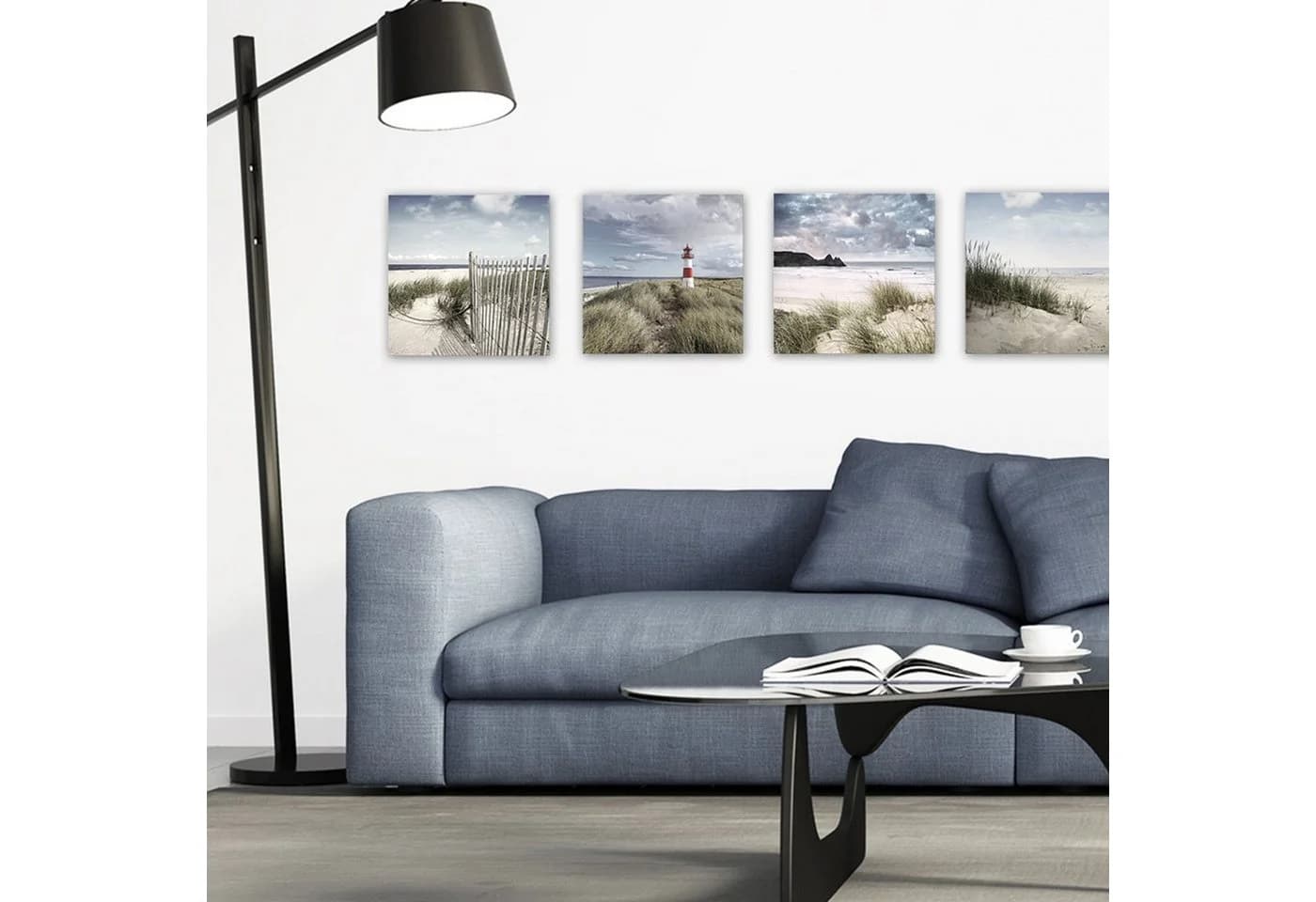 artissimo Deco-Panel Bild 30x30 cm Maritim Modern Beige Blau Grau