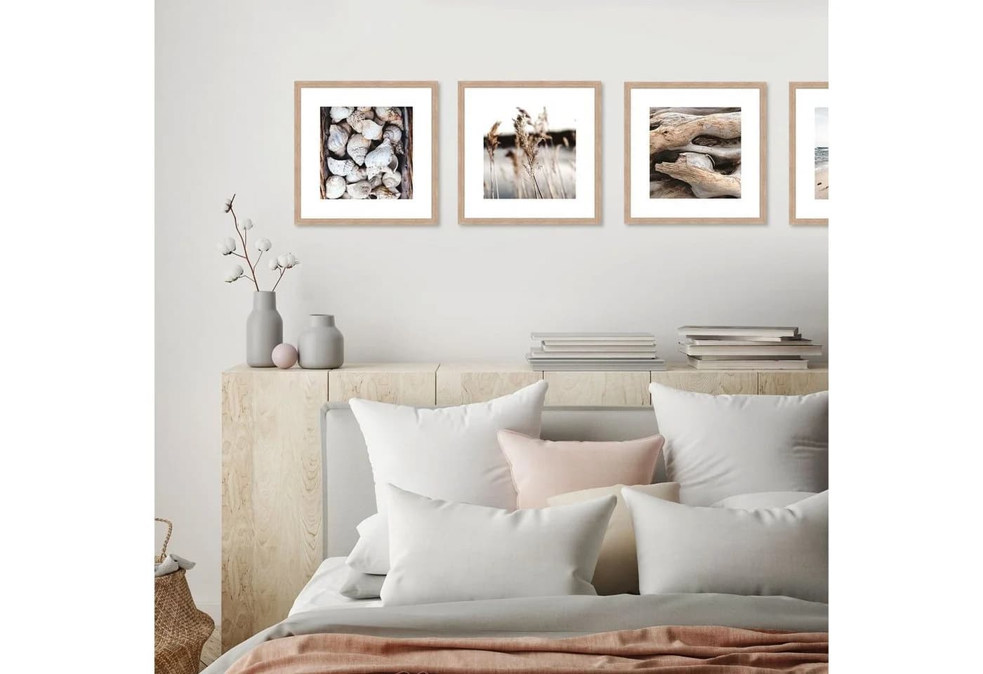 artissimo Bild mit Rahmen Design-Poster-Set Strand Meer 4x30x30cm