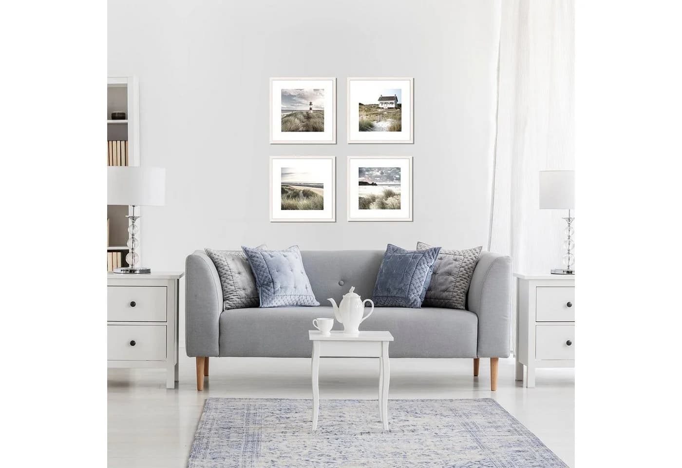 artissimo Poster-Set 4x30x30cm Strand Meer Skandi Design