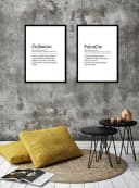 artissimo Gerahmtes Poster Typografie Zuhause 50x70 cm Schwarz-Weiß Bild 1