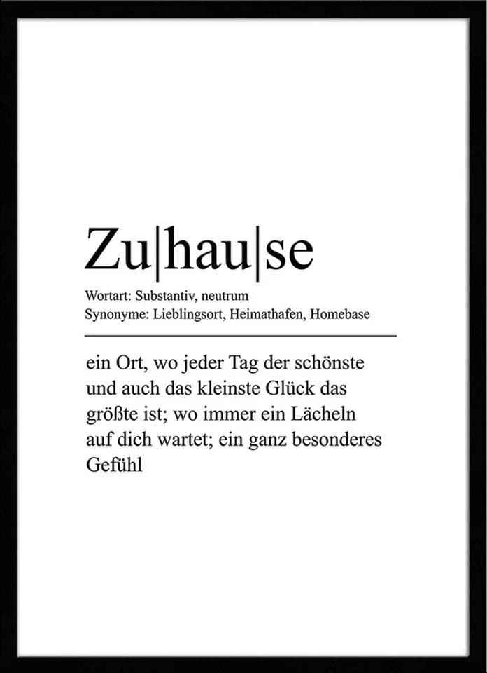 artissimo Gerahmtes Poster Typografie Zuhause 50x70 cm Schwarz-Weiß - Bild 2
